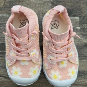 Charming Pink Floral Kids Sneakers